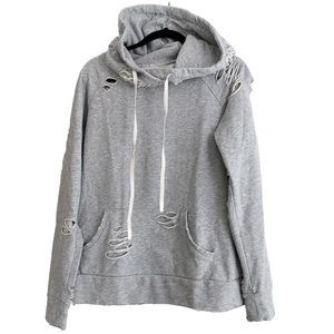 ALO Yoga Gray Distressed Hoodie